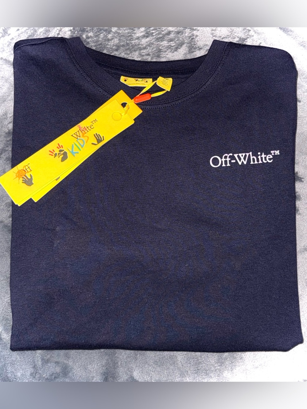 Off-White Kids Navy Logo Short Sleeve Tee